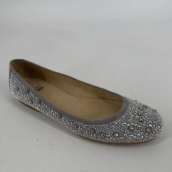 Stuart Weitzman Silver Embellished Flats - Picture 1 of 8
